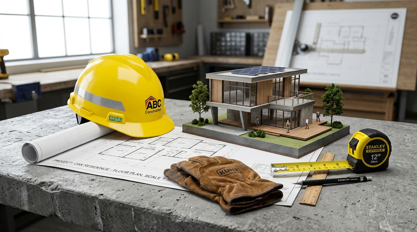 Aldercairn Renovation Safety Hardhat and Architectural House Model